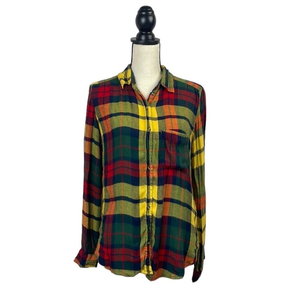 American Eagle Women Flannel Button Down Shirt SZ S Amazingly Soft Boyfriend Fit - Picture 1 of 13